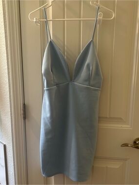 Missguided Pale Blue Mini Dress with Spaghetti Straps